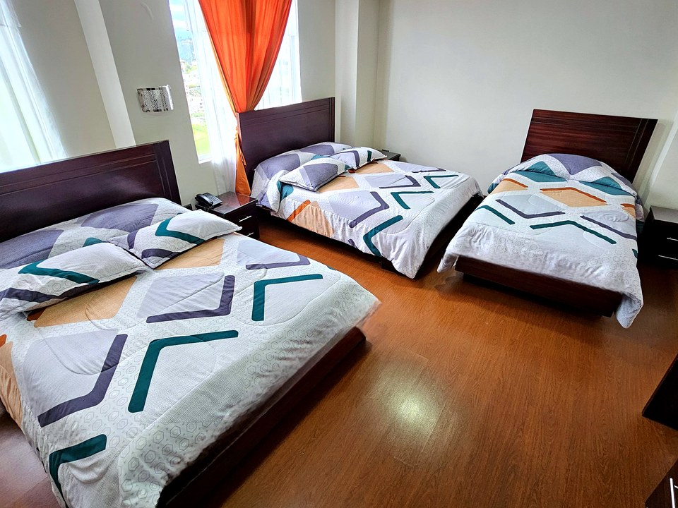 Habitación familiar del Hotel Avanty: la más amplia, con tres camas